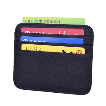 Мъжки бизнес титуляр за кредитни карти от естествена кожа в ретро стил, по женски тънък калъф-чанта за карти, предни джоба, в чантата