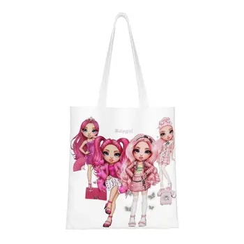 Розова розова чанта за пазаруване с високо PH за момичета, изработена по поръчка холщовая чанта за пазаруване, чанта-тоут с анимационни АНИМЕ-телевизор