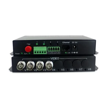 Медиаконвертер за видеонаблюдение BNC Видео/Ethernet/Data оптичен предавател-приемник за аналогова камера/CVBS камери IP камери