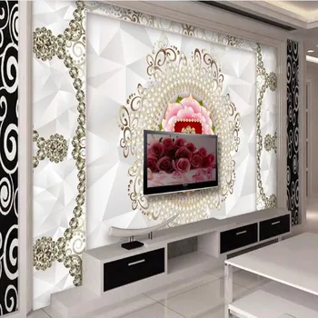 beibehang открито благороден луксозен перла модел 3D стерео телевизор, разтегателен фон стени тапети от нетъкан текстил papel de parede