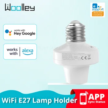 WiFi E27 Основата на притежателя на лампи, адаптер за умни Лампи, безжичен притежателя на светлината, Гласово приложение за дистанционно управление на Алекса Google Home ВКЛ ИЗКЛ
