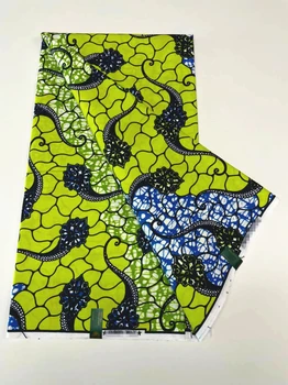 Висококачествена нигерийская 100% памучен плат с африкански мотиви, восъчен плат, мек дантелен щампи, восъчни материали Ankara Pagne зелен цвят