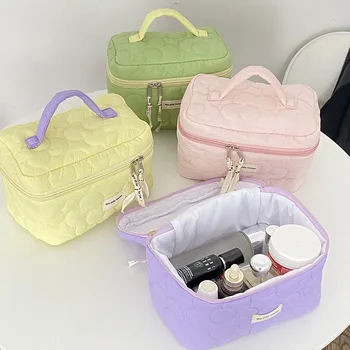 Hylhexyr Стеганая памучен косметичка с цип, голяма Чанта за тоалетни принадлежности, пътна чанта-тоут, органайзер за жени и Момичета