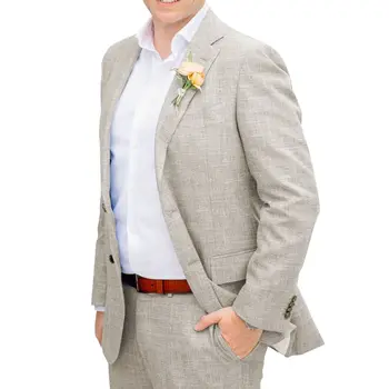 Модерен мъжки костюм от 2 теми, однобортный яке с изрезки на лацканах, бизнес случайни смокинг за младоженеца на сватбената парти (сако + панталон)