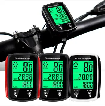 Велосипеден нажежен хронометър, кабелна под наем, английска версия, светлинен километраж, скоростомер сензорен екран, за планински велосипед
