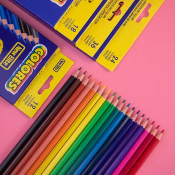 Цветни моливи, детски писалки за чертане, комплекти моливи за ученици 12/18/24/36/48 Цветни маслени моливи