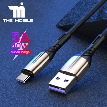 5А USB type-c кабел за Redmi k60 50 40 30s Note 11T pro Бързо зареждане Type C led кабел за зареждане на Xiaomi poco F3 X3 pro кабел