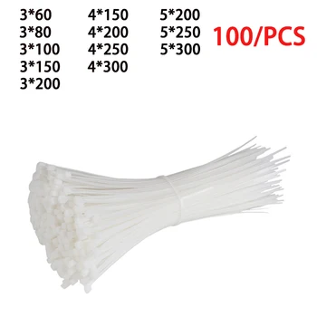 Самоблокирующаяся пластмасов найлонова кабелна замазка 100 бр., бяло пръстен за закрепване на кабели по пода 5x300, промишлена кабелна замазка 3x200, комплект кабелни основи