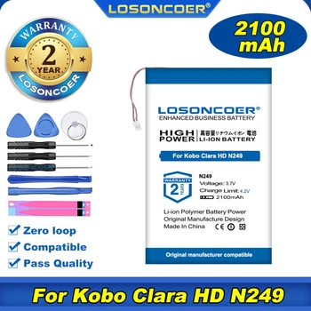 100% Оригинален LOSONCOER 2100 mah за КОБО Clara HD N249, Glo HD Tolino ereader, батерия за четене на електронни книги