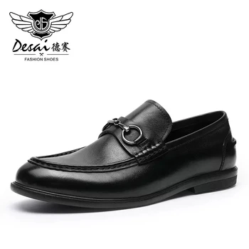 Мъжки Лоферы DESAI, Елитен Марка, Ежедневни Обувки За Шофиране от Естествена Кожа, Модни Работна Дизайнерски Обувки 2023, Ново Прием на Оригинала