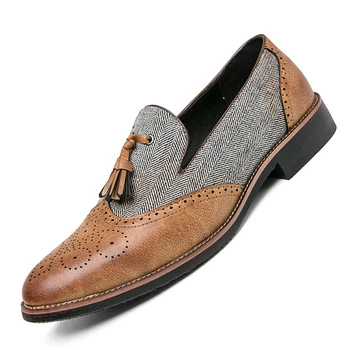 Полуофициальная кожени обувки за мъже; ежедневни мъжки обувки, с перфорации тип 