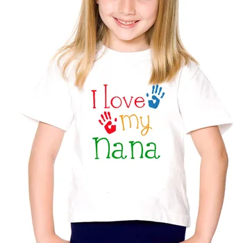 Детска тениска I Love My Nana, бяла тениска с къс ръкав за момчета и момичета, тениски, блузи, ежедневни бебешки дрехи за деца