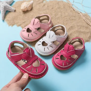 Летни детски сандали за Малки Момичета, устойчива на плъзгане обувки за деца, бебешки обувки от естествена кожа с меко дъно, Детски плажни сандали