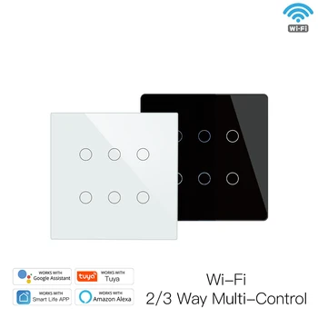 Sasha WiFi Smart Switch 6 Gang Light Switch Smart Life /Приложение на Hristo 2/3-Лентов Дистанционно Управление Muilti-Control Работи с Алекса Google