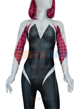 Гуен Стейси Cosplay костюм Зентай от Ликра, класически костюм на супергерой Гуен, боди на Хелоуин за момичета, жени, деца и Възрастни