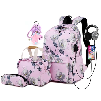 Училищен раница с цветен модел за момичета, леки чанти за книги, чанта, чанти за колеж, комплект ученически чанти за момичета, женски раница за пътуване