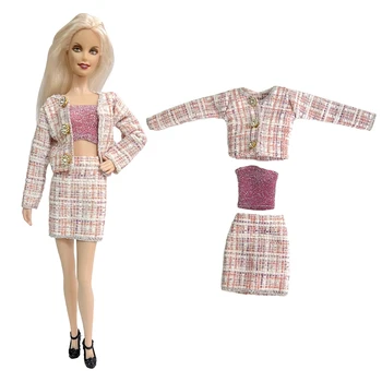 NK 1 комплект професионална дрехи принцеса, модерно лилаво-червено ежедневното палто с грунд, Пола-trapeze за Барби, аксесоари, подарък за кукли за момичета