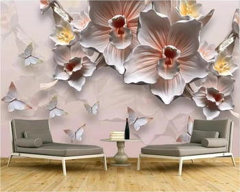 beibehang, тапети по поръчка, 3D стенопис, нова мода, китайски перлено бял цвете-пеперуда, хол, спалня, ТВ-на фона на стена