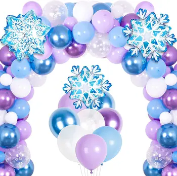 Снежинка балон венец арка комплект 95 бр. за зимна Страна на чудесата Празник Коледа Детски душ Снежна принцеса Парти по случай рождения Ден на Декор