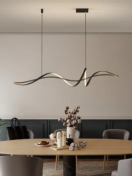Ресторанная полилей изчистен скандинавски стил модерни осветителни тела прост дизайнерски бар трапезария маса за хранене лента лампи