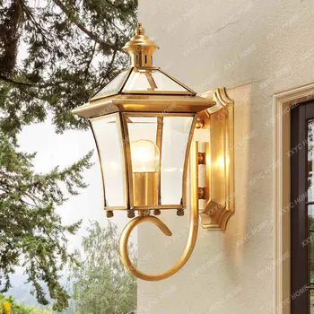 На улицата, с монтиран на стената лампа Kobuc от скандинавски мед, водоустойчив, с монтиран на стената лампа за градина, тераси, веранда, украса на входната врата, външна стена на осветителното тяло