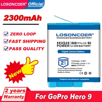 LOSONCOER 2300 mah За Зарядно устройство, go pro hero 9/За GoPro Hero 9 Черно Литиево-йонна батерия AHDBT-901