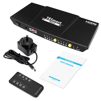 TESmart 4x2 HDMI Матрица 36 бита HDCP1.4 AUX вход L/R, S/PDIF Аудио 4 в 4 излизане Видеопереключатель EDID 4K30hz Hdmi Матрица С IR-дистанционно управление