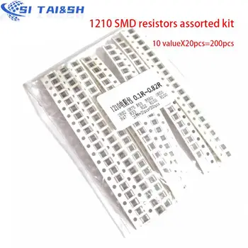 200ШТ 5% 1210 SMD резистори в асортимент, 10 valueX20pcs = 200шт 0R82 0R75 R68 R560 0R50 R47 R33 R22 R150 R100