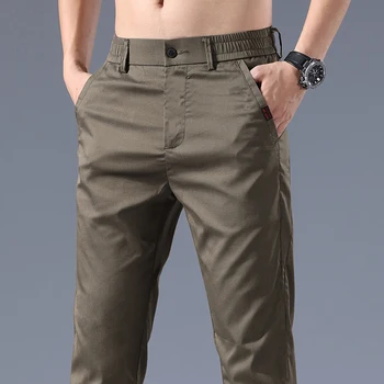 Мъжки панталони Slim Fit 2023 нови Летни младежки бизнес ежедневни панталони от фина коприна лед Класически офис панталони нова марка