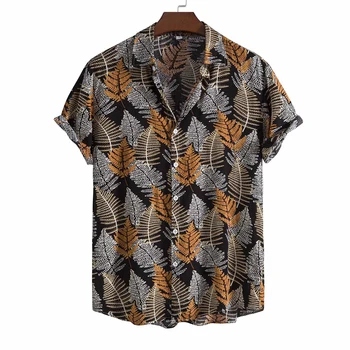 2023 Хавайска риза, мъжки Ежедневни градинска дрехи с отложным яка, Свободни Стилни Ризи с къс ръкав, Свободно време, Почивка, Лято