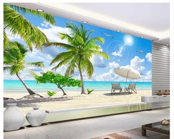 beibehang Модерна декоративна живопис, тапети, морски пейзаж, кокосова палма, пейзаж живопис, на фона на всекидневна, 3D тапети