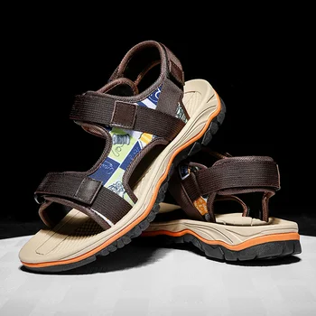 Летни основните мъжки сандали, дишаща летни обувки за отдих, модерна плажна ежедневни обувки в стил ретро, класически мъжки сандали за ходене на открито