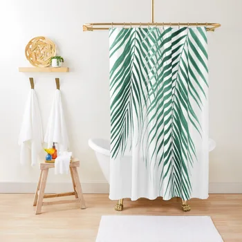 Летни палмови листа #2 #тропически # интериор # художествена завеса за душ Елегантна завеса за банята и завеси за душ