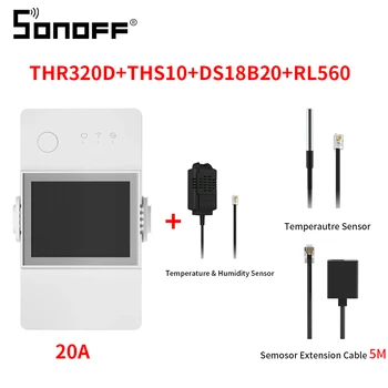 SONOFF TH Elite 16/20A Интелигентен превключвател за Контрол на Температурата и Влажността на Умен Дом Wifi Превключвател Работи с DS18B20/Si7021/RL560
