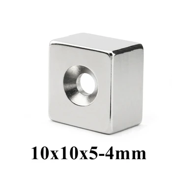 5-100шт Дупка 10x10x5 мм: 4 мм Супер силен неодимовый магнит с тайния глава, редкоземельный Силен магнит