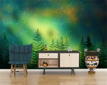 Тапети Wellyu Papel de parede по поръчка детска стая аврора звездното небе горски фон стенни декоративна живопис