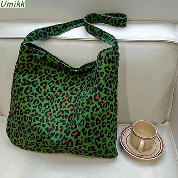 Дамски чанти под мишниците за безплатна доставка, чанти на стил харадзюку с леопардовым принтом, холщовые чанти за рамо раменна, дамски чанти, за пазаруване