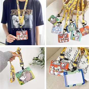 Cartoony ключодържател с шипове Снупи, Kawaii, детски дълъг кабел, в Гърдите държач за карти срещу Загуба, аниме, сладък калъф за карти на метрото, подарък