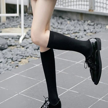 Чорапи в стил Лолита, дамски дълги чорапи, черни, бели, кадифе, обикновена чорапи до коляното, модерен секси чорапи за cosplay в стил Kawai