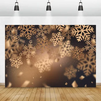 Коледен фон за снимки с шарени златни Снежинки, светлинно боке, на фона на портретна фотография на бебе, стая декор, Фотосесия