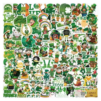 100шт Деня на Св. Патрик Държава Ирландия Празнични стикери Забавни эстетичные зелени Стикери за лаптоп Куфар с Детски играчки, Канцеларски материали