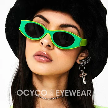 2023 Маркови дизайнерски vintage слънчеви очила в малка рамка, женски нюанси VU400, сладка секси черно Момиче зад волана, зелени овални слънчеви очила за жени
