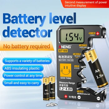 BT189 Тестер за батерии с кнопочным елемент 9V N D C AA AAA, универсален LCD дисплей, тестер за батерии, детектор на банката храна за инструмент на електрозахранване
