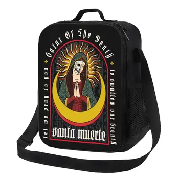 La Santa Muerte Изолирани Пакети За Обяд Saint Of The Death Готически Мексикански Череп Преносим Охладител Термална Кутия За Bento Училищни Пътувания