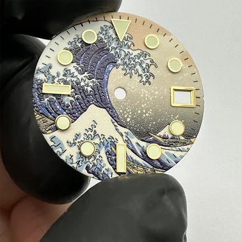 Вълнови циферблат Kanagawa 28,5 мм, модифицирана адаптация на часовници seiko, литеральные, напълно светещи NH35/36/4R6R7S