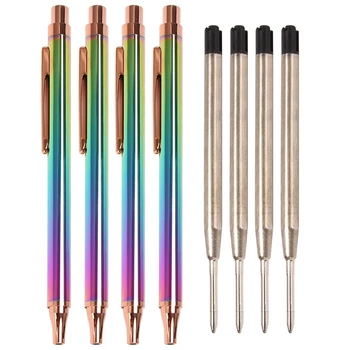 Прибиращи Химикалки, Луксозна Метална Писалка Rainbow Click С Черно Мастило 1.0 Mm За Настолни Офис Аксесоари