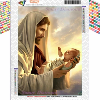 Исус Христос, държи Бебето, Диамантена художествена Живопис, Нови стенни Картини, Пъзели, 5D Комплекти на Кръстат Бод 
