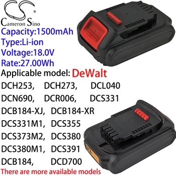 Камерън Китайско-итиевый батерия 1500 ма 18,0 за DeWalt DCE0825D1G-QW, DCE085D1G-QW, DCE088, DCE088D1G-QW, DCE088D1R-QW, DCE088LR-XJ