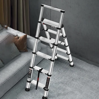 Модерни столове от алуминиева сплав за мебели за дома, Телескопична стълба Мултифункционална повдигаща креативна домакински сгъваема стълба