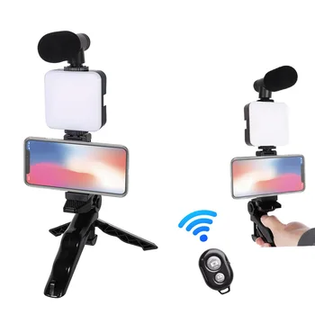 Професионални комплекти за видеозаснемане влогов, led светлини + микрофон с мини-статив за запис на огледално-рефлексен фотоапарат смартфон